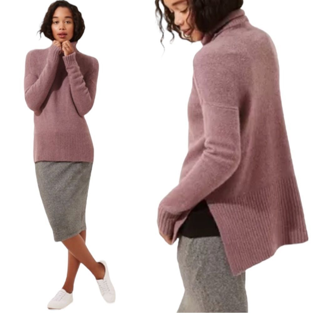 Lou & Grey Funnel Neck Sweater Plum Women’s Size Medium Warmth Comfy Cozy